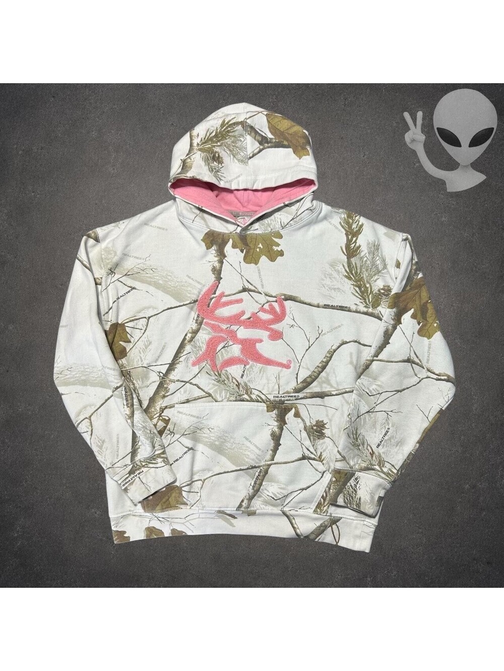 Bushmaster Realtree Camo Hoodie Womens small White Pink Pullover Sweatshirt